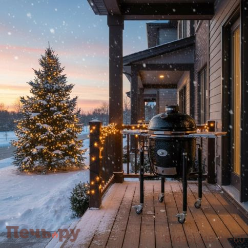 Керамический гриль Monolith Lechef Pro Series 2.0 Black с боковыми столиками и подставкой фото 3