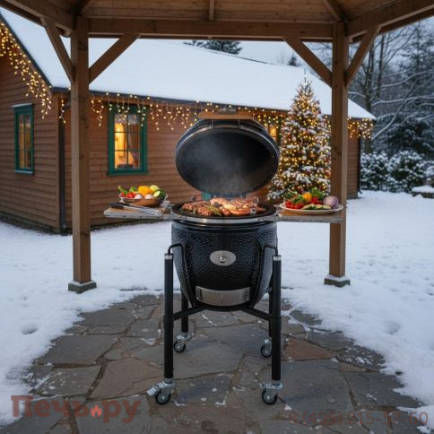 Керамический гриль Monolith Lechef Pro Series 2.0 Black с боковыми столиками и подставкой фото