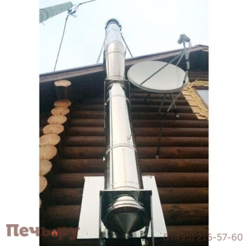 Комплект дымохода Дымок, нержсталь, проход через крышу, задний выход фото 27