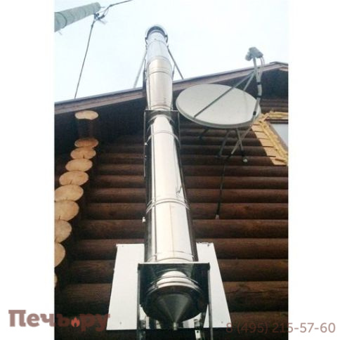 Комплект дымохода Дымок, нержсталь, проход через стену, задний выход фото 27