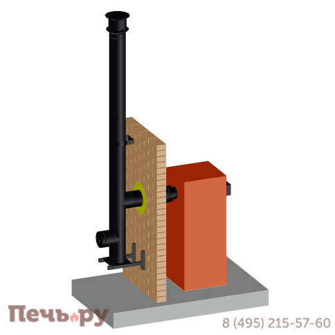 Комплект дымохода Schiedel Permeter, нержсталь, черный,  проход через стену, задний выход + изоляционные материалы фото 29