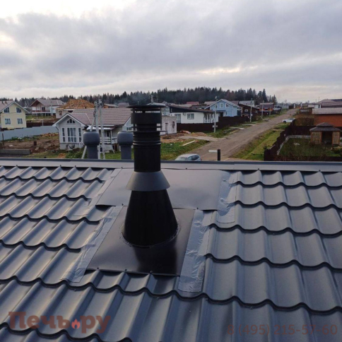 Комплект дымохода Schiedel Permeter Ultra, нержсталь, черный, проход через крышу, верхний выход + изоляционные материалы фото 32