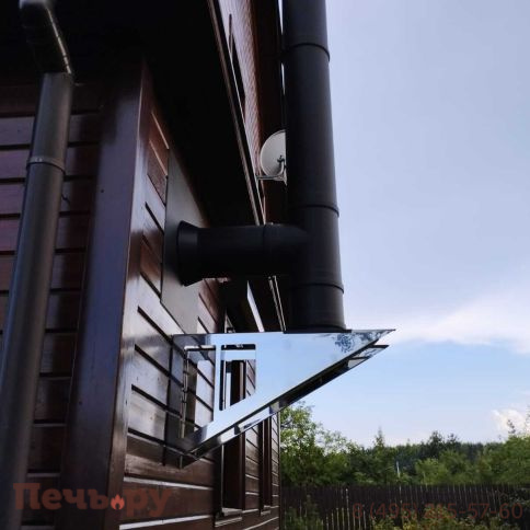 Комплект дымохода Вулкан, нержсталь, черный, проход через стену, верхний выход фото 11