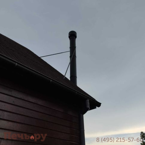 Комплект дымохода Вулкан, нержсталь, черный, проход через стену, верхний выход фото 14