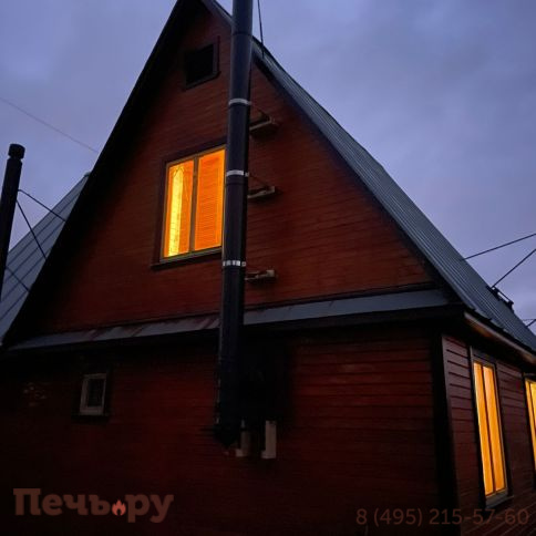 Комплект дымохода Вулкан, нержсталь, черный, проход через стену, верхний выход фото 15