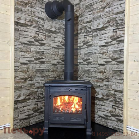 Комплект дымохода Вулкан, нержсталь, черный, проход через стену, верхний выход фото 16