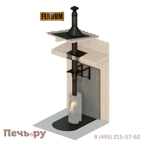 Комплект Феррум BlackSide, нержсталь, черный, проход через крышу, верхний выход фото