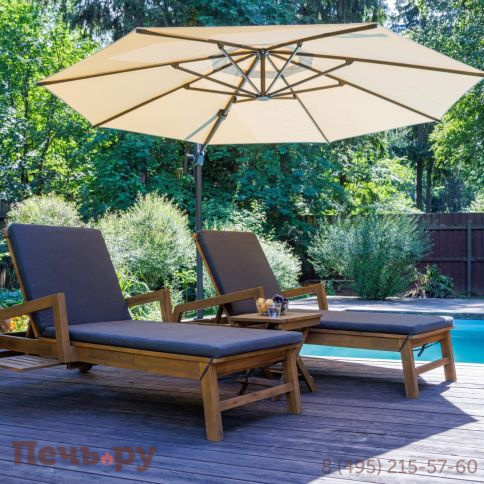 Комплект из 2-х шезлонгов Royal Family PAOLO из акации и столика LUCIO фото 9