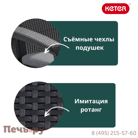 Комплект кресел Gardeck Корфу Дуо (Corfu Duo) графит (производство Россия) фото 6