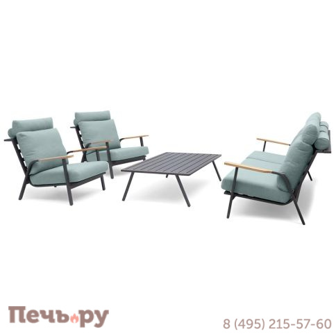 Комплект лаунж мебели Brafritid Malmo 1 с 2-х местным диваном, антрацит/зелёный, алюминий фото