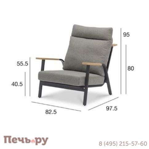 Комплект лаунж мебели Brafritid Malmo с 2-х местным диваном, антрацит/серый, алюминий фото 14