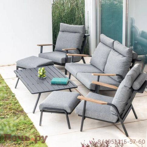 Комплект лаунж мебели Brafritid Malmo с 2-х местным диваном, антрацит/серый, алюминий фото 3