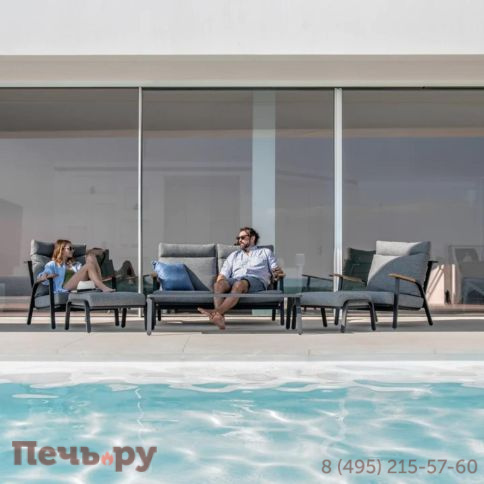 Комплект лаунж мебели Brafritid Malmo с 2-х местным диваном, антрацит/серый, алюминий фото 5