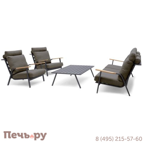 Комплект лаунж мебели Brafritid Malmo с 2-х местным диваном, антрацит/серый, алюминий фото