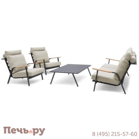 Комплект лаунж мебели Brafritid Malmo с 2-х местным диваном, антрацит/светло-серый, алюминий фото