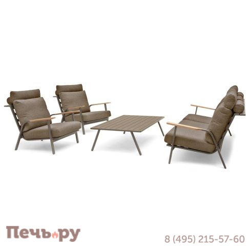 Комплект лаунж мебели Brafritid Malmo с 2-х местным диваном, коричневый/коричневый, алюминий фото