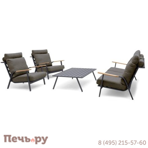 Комплект лаунж мебели Brafritid Malmo с 3-х местным диваном, антрацит/серый, алюминий фото