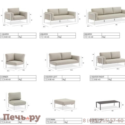 Комплект лаунж мебели Brafritid Stockholm 1 бежевый/коричневый, алюминий фото 11