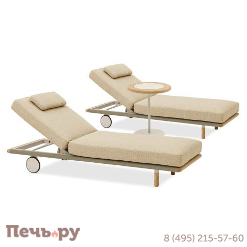 Комплект лежаков Brafritid Avesta бежевый/светло-коричневый, тик/алюминий/веревка фото