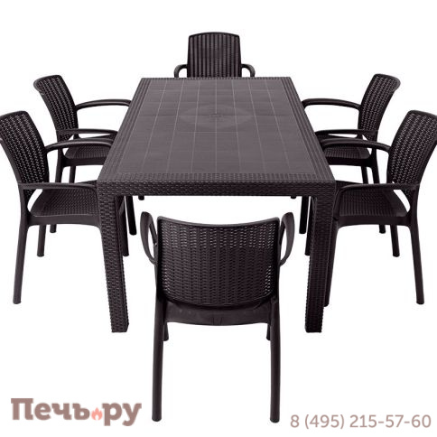 Комплект мебели Gardeck Barcelona Set, венге (6 стульев Jersey венге/1 стол Fiji венге) фото 2