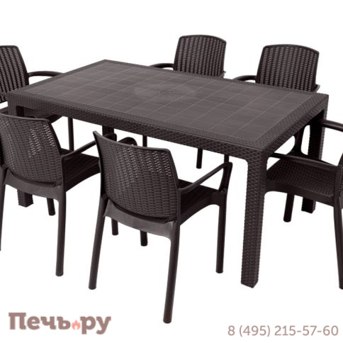 Комплект мебели Gardeck Barcelona Set, венге (6 стульев Jersey венге/1 стол Fiji венге) фото