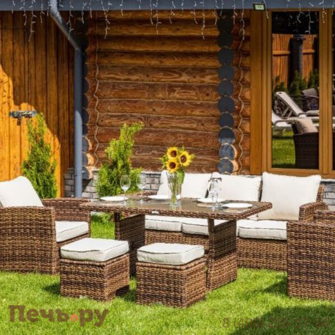 Комплект мебели Royal Family Zoya из искусственного ротанга коричневого цвета фото 5