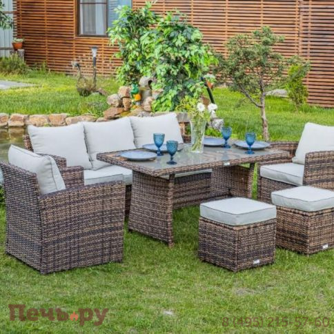 Комплект мебели Royal Family Zoya из искусственного ротанга коричневого цвета фото 7