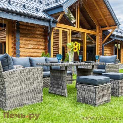 Комплект мебели Royal Family Zoya из искусственного ротанга серого цвета фото 2