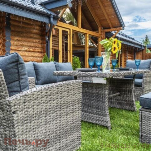 Комплект мебели Royal Family Zoya из искусственного ротанга серого цвета фото 3