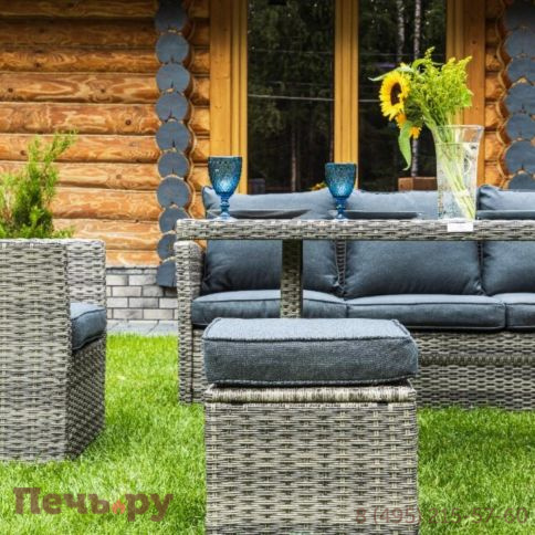 Комплект мебели Royal Family Zoya из искусственного ротанга серого цвета фото 5