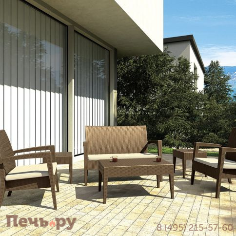 Комплект пластиковой плетеной мебели Siesta Contract Miami Lounge Set фото 8