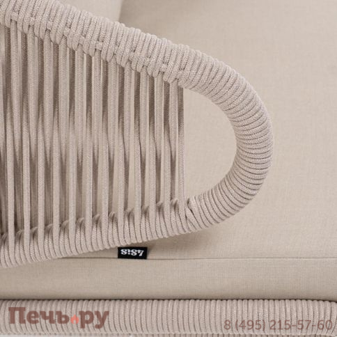 Кресло плетеное из роупа 4SiS Милан, каркас алюминий белый муар, роуп бежевый круглый, ткань бежевая 035 фото 4