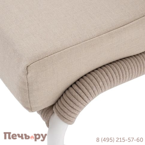 Кресло плетеное из роупа 4SiS Милан, каркас алюминий белый муар, роуп бежевый круглый, ткань бежевая 035 фото 6