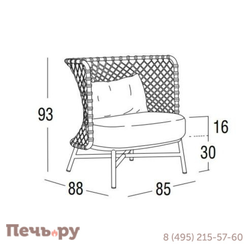 Кресло плетеное с подушками Robertirattan Charme ROB/4381B/81CUх1 фото 4