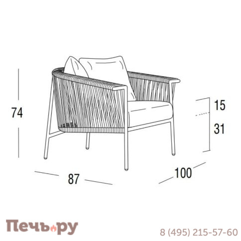 Кресло плетеное с подушками Robertirattan Corolle фото 7