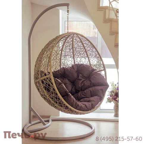 Кресло подвесное плетеное с подушкой ReeHouse Arba фото