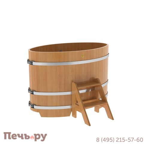 Купель BentWood овальная из лиственницы, 0,80Х1,42,  толщина стенок - 2,8 см фото