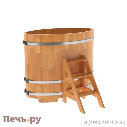 Купель BentWood овальная из сращенных ламелей лиственницы, 0,80Х1,42,  толщина стенок - 2,8 см фото 6