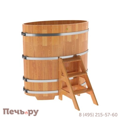 Купель BentWood овальная из сращенных ламелей лиственницы, 0,80Х1,42,  толщина стенок - 2,8 см фото 8