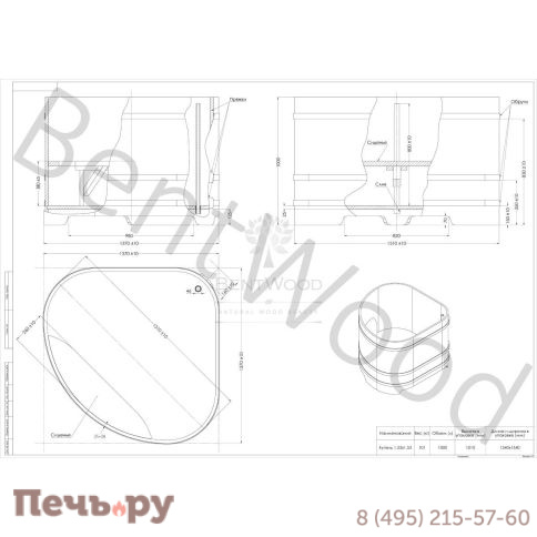 Купель BentWood угловая из сращенных ламелей лиственницы, 1,37Х1,37,  толщина стенок - 2,8 см фото 11