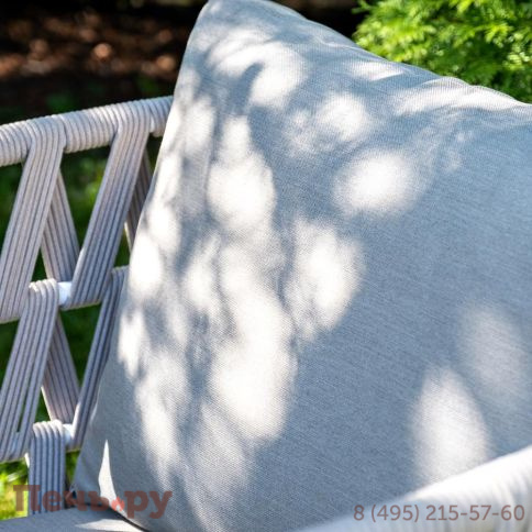 Лаунж-зона 4SiS Диего 4-местная плетеная из роупа (веревки), каркас алюминиевый белый, роуп бежевый фото 14