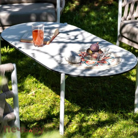 Лаунж-зона 4SiS Диего 4-местная плетеная из роупа (веревки), каркас алюминиевый белый, роуп бежевый фото 8