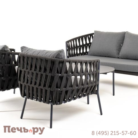 Лаунж-зона 4SiS Диего 4-местная плетеная из роупа (веревки), каркас алюминиевый темно-серый, роуп темно-серый фото 16