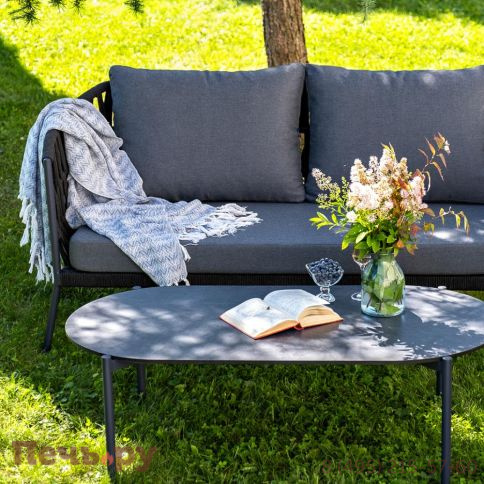 Лаунж-зона 4SiS Диего 4-местная плетеная из роупа (веревки), каркас алюминиевый темно-серый, роуп темно-серый фото 4