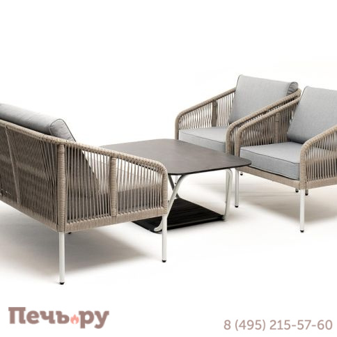 Лаунж-зона 4SiS Канны 4-местная из роупа со столом Глория (серый гранит), каркас алюминиевый светло-серый, роуп салатовый меланж фото 3