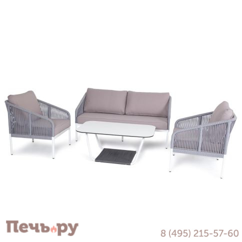 Лаунж-зона 4SiS Канны 4-местная плетеная из роупа (веревки), цвет светло-серый фото