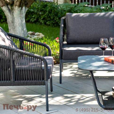 Лаунж-зона 4SiS Канны 4-местная плетеная из роупа (веревки), цвет темно-серый фото 3