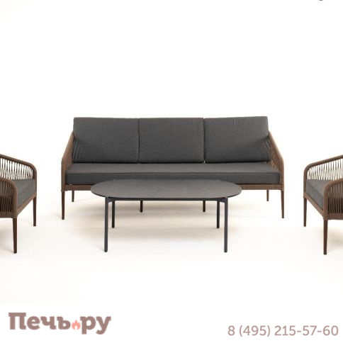 Лаунж-зона 4SiS Канны 5-местная плетеная из роупа (веревки), роуп коричневый фото 16