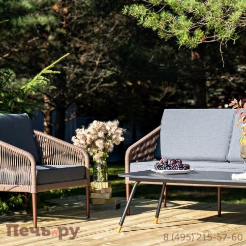 Лаунж-зона 4SiS Канны 5-местная плетеная из роупа (веревки), роуп коричневый фото 5