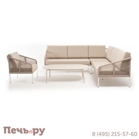 Лаунж-зона 4SiS Канны из роупа (веревки) со столом Диего (молочный), цвет бежевый фото